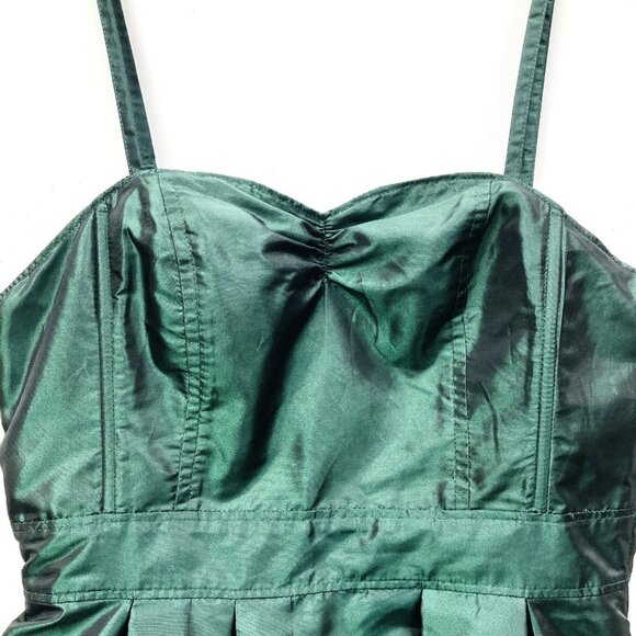 H&M Emerald Green Sweetheart Taffeta Cocktail Dress, Sz 8, Straps or Strapless - Picture 4 of 11